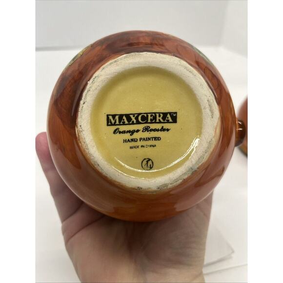 Maxcera Ceramic Rooster And Sunflower Creamer and Sugar Set - Picture 6 of 12